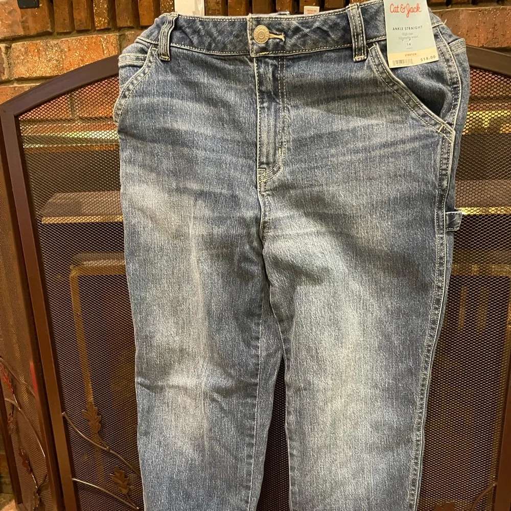Cat & Jack Girls size 14 Ankle Straight Jeans - Classic Blue